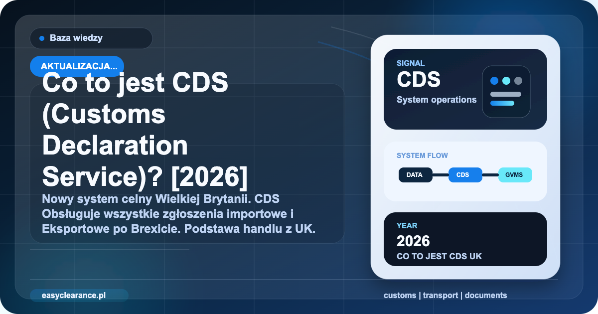 CDS – Customs Declaration Service po polsku 2026